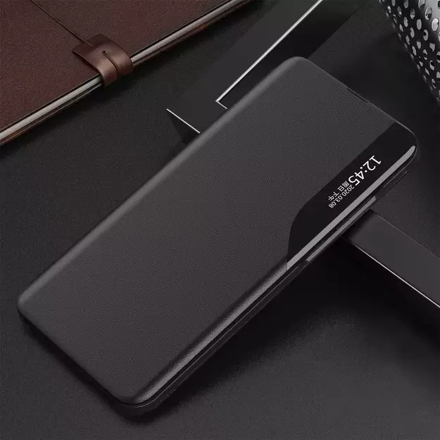 Eco Leather View Case elegant bookcase type case with kickstand for Samsung Galaxy A72 4G black 1
