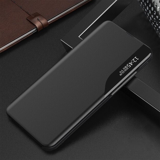 Eco Leather View Case elegant bookcase type case with kickstand for Samsung Galaxy A72 4G black 11