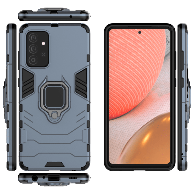 Ring Armor Case Kickstand Tough Rugged Cover for Samsung Galaxy A72 4G blue 2