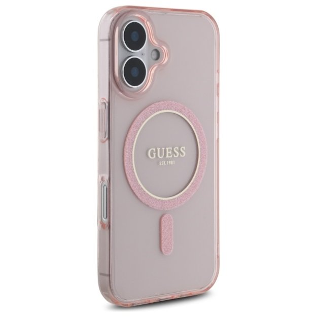 Guess GUHMP16SHFGEREP iPhone 16 6.1&quot  pink/pink hardcase IML Glitter Circle MagSafe 3