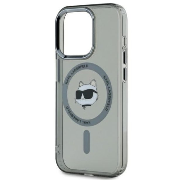 Karl Lagerfeld KLHMP15XHLSCHK iPhone 15 Pro Max 6.7&quot  black/black hardcase IML Metal Choupette Head MagSafe 2