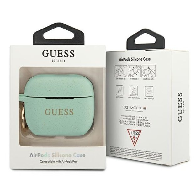Guess GUACAPSILGLGN AirPods Pro cover green/green Silicone Glitter 2