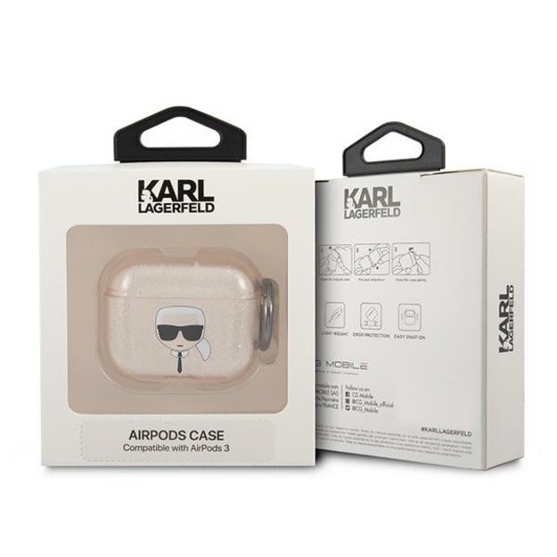 Karl Lagerfeld KLA3UKHGD AirPods 3 cover złoty/gold Glitter Karl`s Head 2