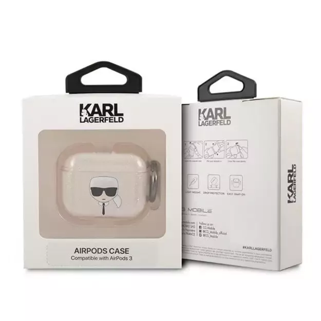 Karl Lagerfeld KLA3UKHGD AirPods 3 cover złoty/gold Glitter Karl`s Head 4