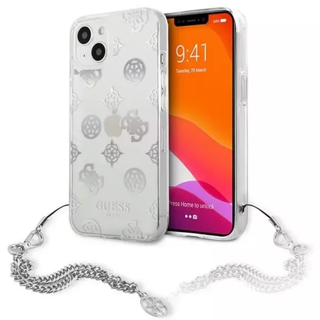 Guess GUHCP13SKPESI iPhone 13 mini 5.4&quot  silver/silver hardcase Peony Chain Collection