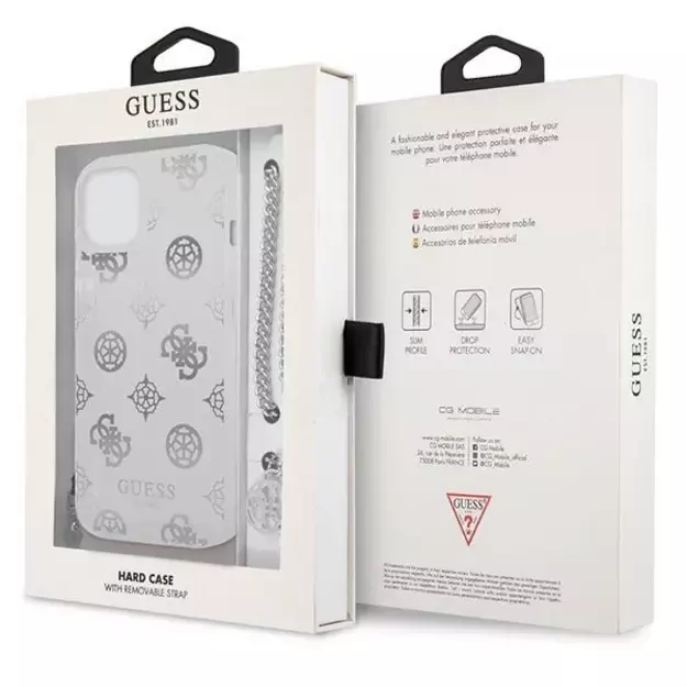 Guess GUHCP13SKPESI iPhone 13 mini 5.4&quot  silver/silver hardcase Peony Chain Collection 7