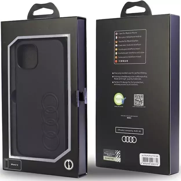 Audi Synthetic Leather iPhone 14 6.1&quot  black/black hardcase AU-TPUPPCIP14-TT/D1-BK 12
