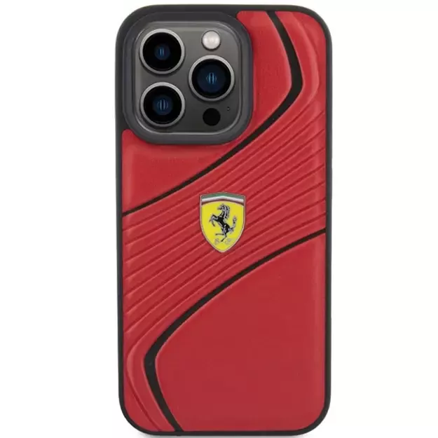 Ferrari Twist Metal Logo case for iPhone 15 Pro - red 2