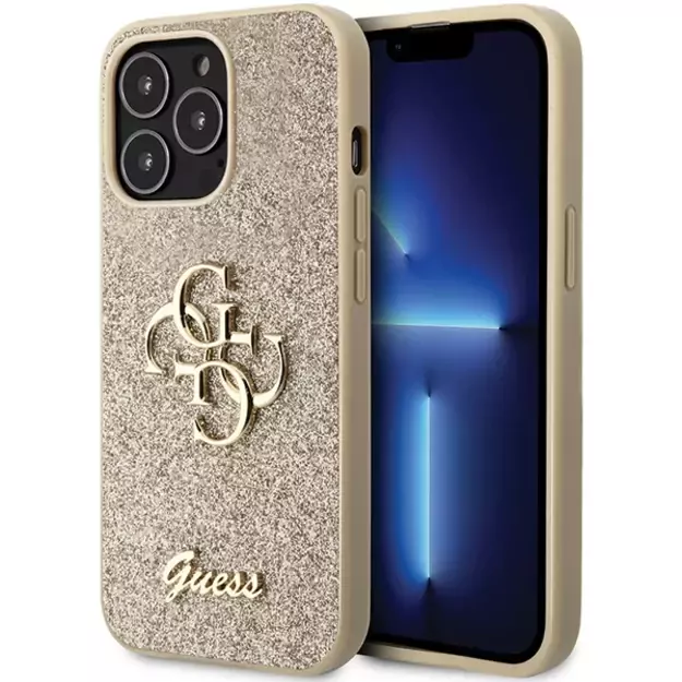 Guess GUHCP13XHG4SGD case for iPhone 13 Pro Max 6.7&quot  - gold Glitter Script Big 4G