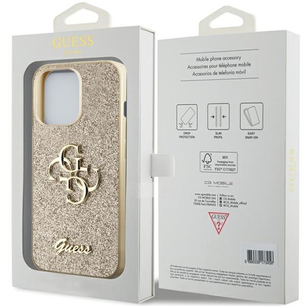Guess GUHCP13XHG4SGD case for iPhone 13 Pro Max 6.7&quot  - gold Glitter Script Big 4G 8
