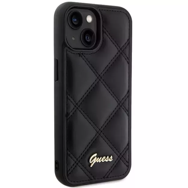 Guess Quilted Metal Logo case for iPhone 15 - black 3