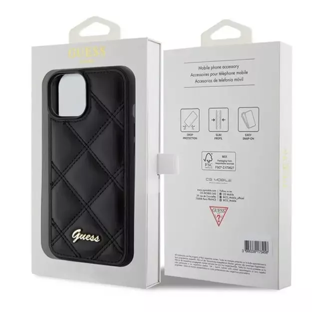 Guess Quilted Metal Logo case for iPhone 15 - black 7
