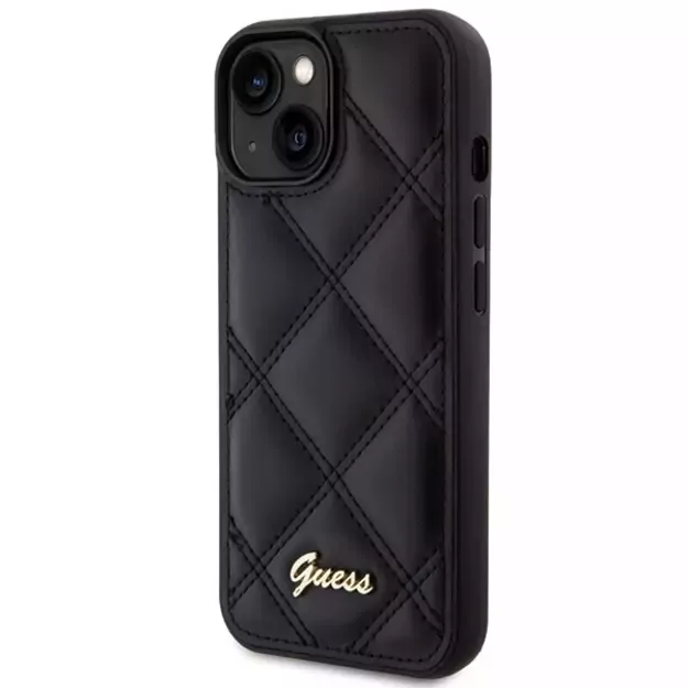 Guess Quilted Metal Logo case for iPhone 15 - black 1