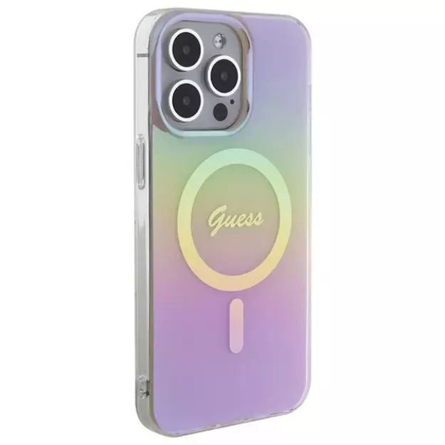 Guess IML Iridescent MagSafe case for iPhone 15 Pro - pink 3