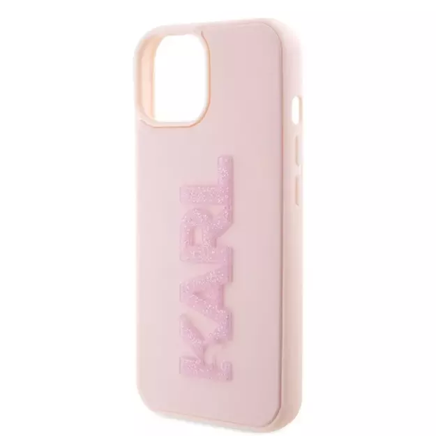 Karl Lagerfeld 3D Rubber Glitter Logo case for iPhone 15 Plus - pink 5