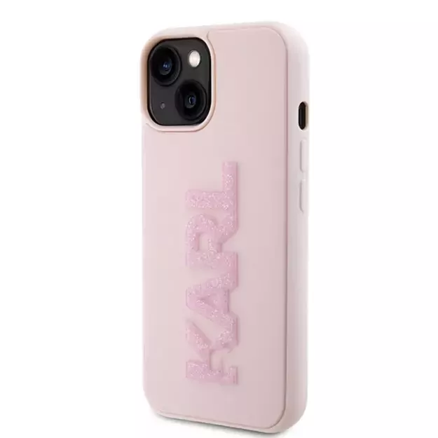 Karl Lagerfeld 3D Rubber Glitter Logo case for iPhone 15 Plus - pink 1