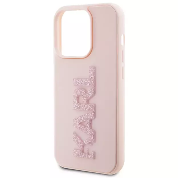 Karl Lagerfeld 3D Rubber Glitter Logo case for iPhone 15 Pro Max - pink 5