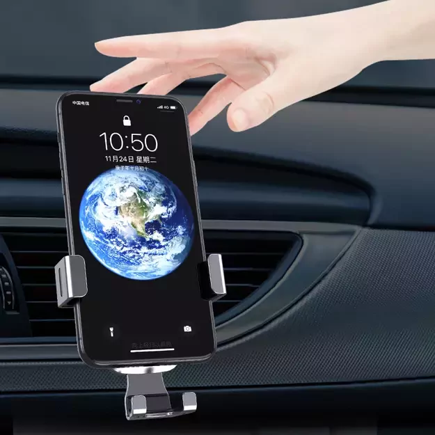 Gravity smartphone car holder, black air vent grille (YC08) 3