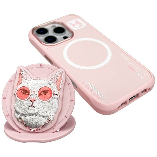 Nimmy Glasses Cool Cat MagSafe Case for iPhone 16 Pro - Pink 2