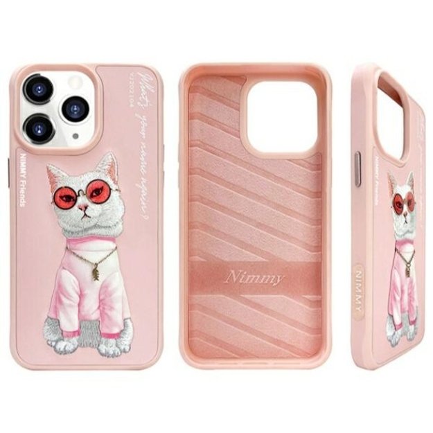 Nimmy Glasses Cool Cat Case for iPhone 15 Pro - Pink 1