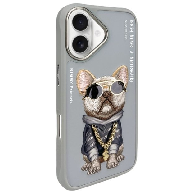 Nimmy Glasses Cool Dog iPhone 16 Case - Gray 1