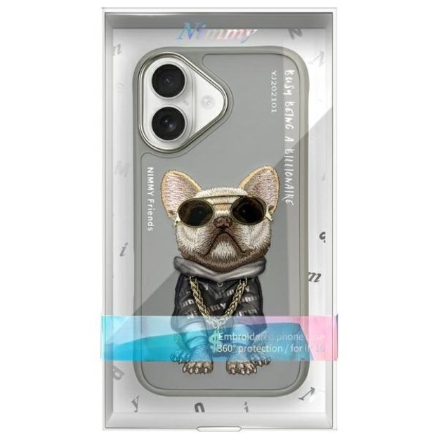 Nimmy Glasses Cool Dog iPhone 16 Case - Gray 10