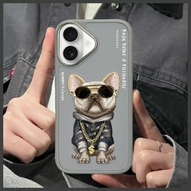 Nimmy Glasses Cool Dog iPhone 16 Case - Gray 9