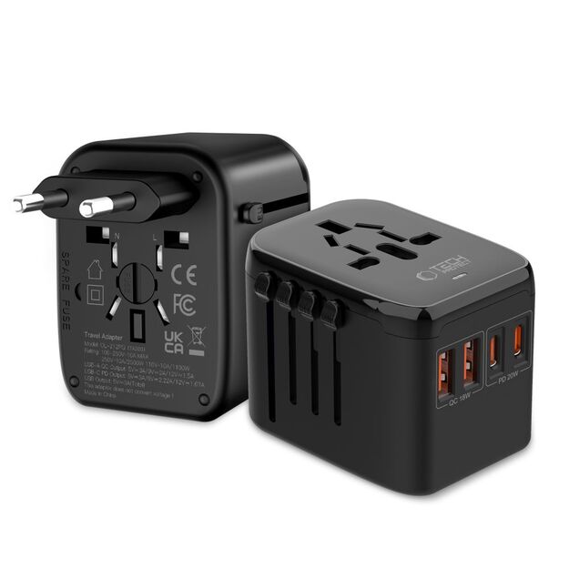 Tech-Protect TA200 EU / UK / US / AU adapter - black 1