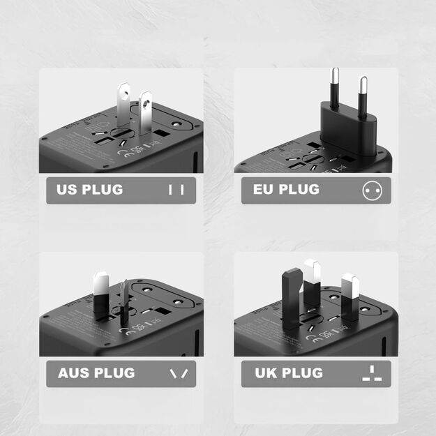 Tech-Protect TA200 EU / UK / US / AU adapter - black 8