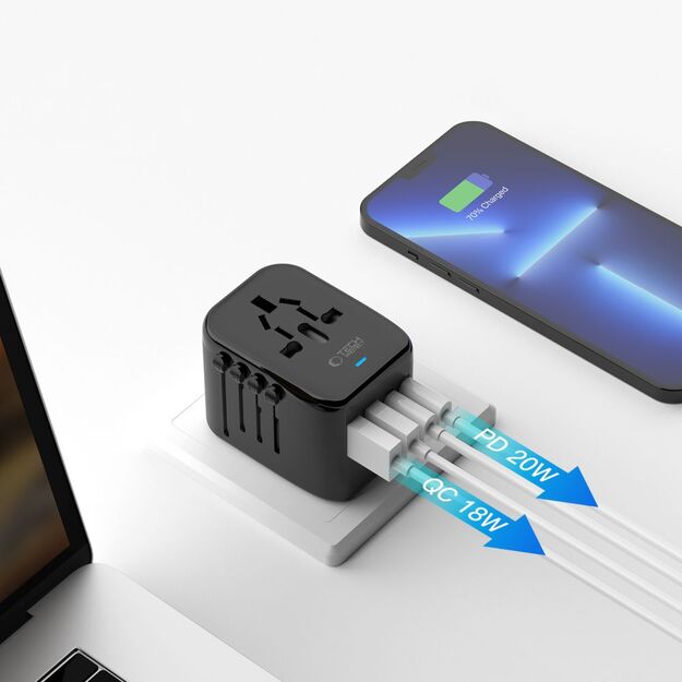 Tech-Protect TA200 EU / UK / US / AU adapter - black 3