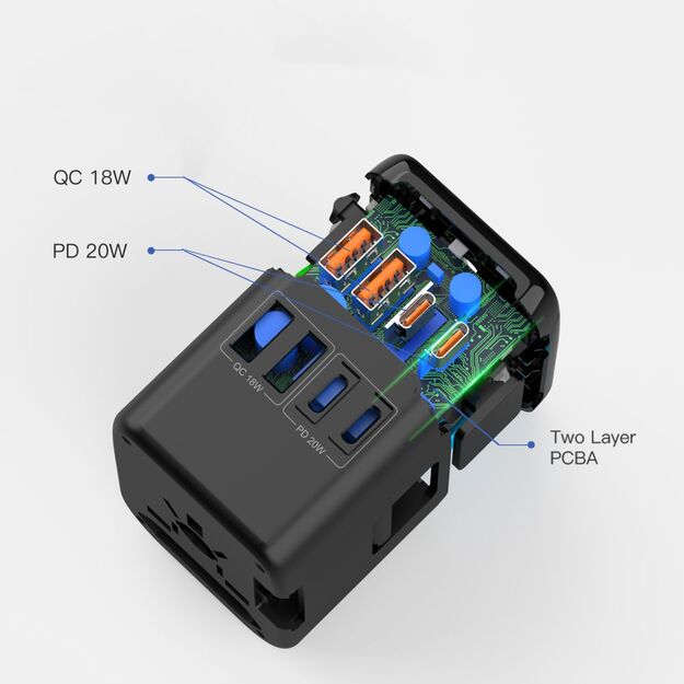 Tech-Protect TA200 EU / UK / US / AU adapter - black 7
