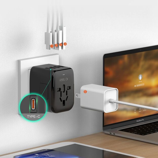 Tech-Protect TA200 EU / UK / US / AU adapter - black 5