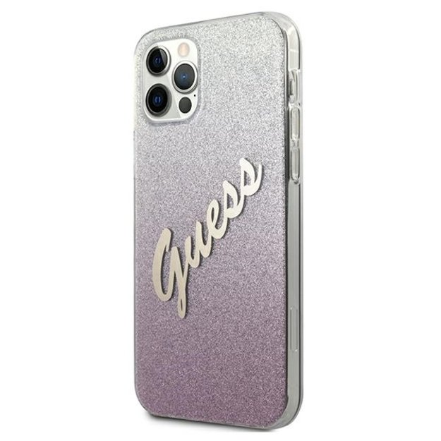Guess GUHCP12LPCUGLSPI iPhone 12 Pro Max 6.7&quot  pink/pink hardcase Glitter Gradient Script 2
