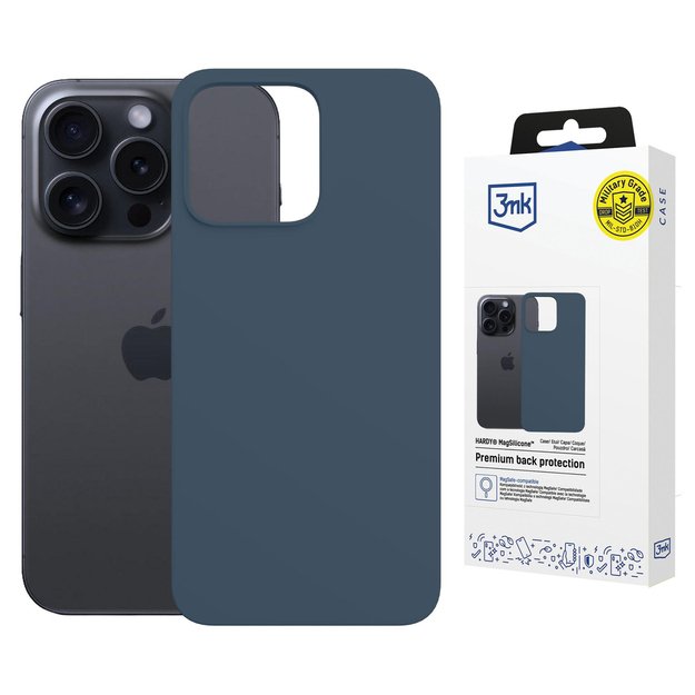 3mk Hardy MagSilicone Case for Apple iPhone 15 Pro Max - Navy Blue