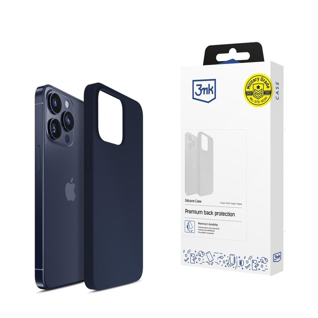 3mk Silicone Case for iPhone 16 Pro Max - Navy Blue