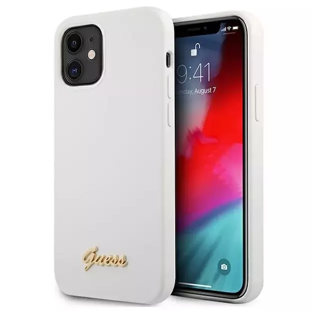 Guess GUHCP12SLSLMGWH iPhone 12 mini 5.4&quot  white/white hardcase Metal Logo Script