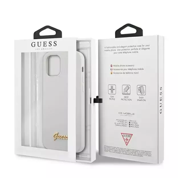 Guess GUHCP12SLSLMGWH iPhone 12 mini 5.4&quot  white/white hardcase Metal Logo Script 14