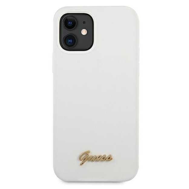 Guess GUHCP12SLSLMGWH iPhone 12 mini 5.4&quot  white/white hardcase Metal Logo Script 2