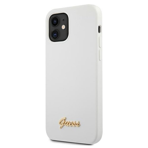 Guess GUHCP12SLSLMGWH iPhone 12 mini 5.4&quot  white/white hardcase Metal Logo Script 1