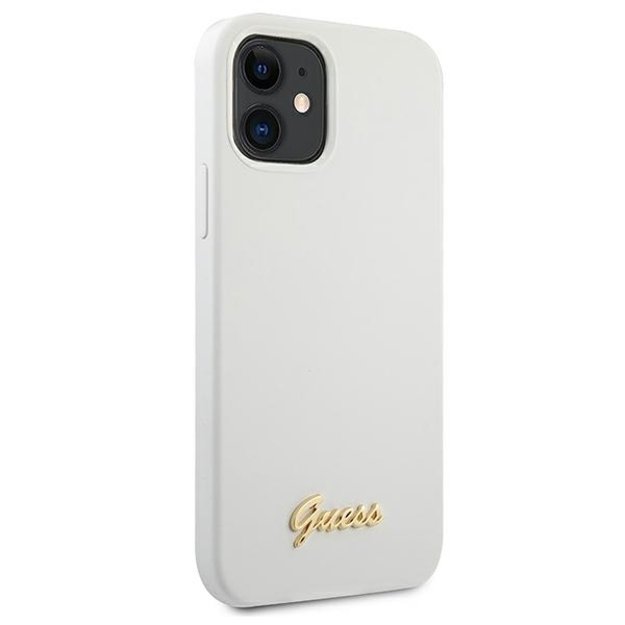 Guess GUHCP12SLSLMGWH iPhone 12 mini 5.4&quot  white/white hardcase Metal Logo Script 3