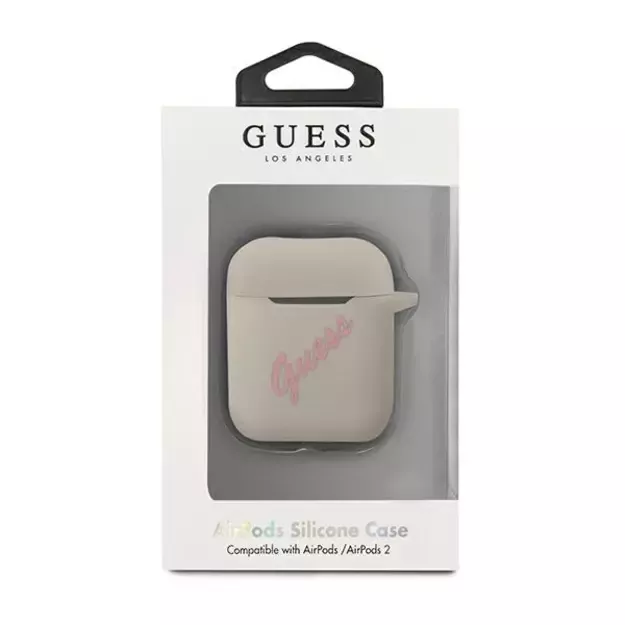 Guess GUACA2LSVSGP AirPods cover gray pink/grey pink Silicone Vintage 2