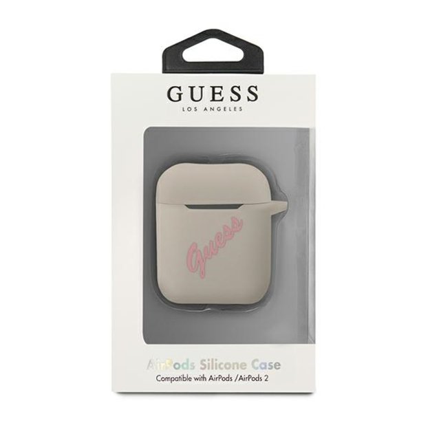 Guess GUACA2LSVSGP AirPods cover gray pink/grey pink Silicone Vintage 2