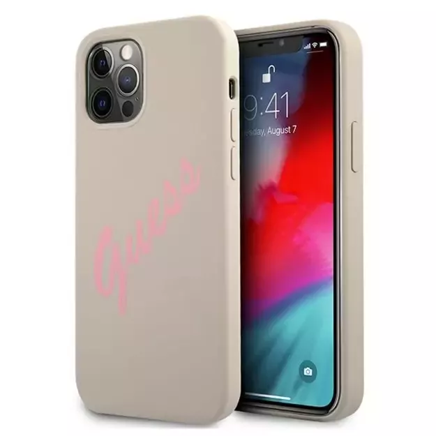 Guess GUHCP12LLSVSGP iPhone 12 Pro Max 6.7&quot  gray pink/grey pink hardcase Silicone Vintage