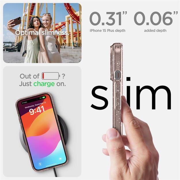 Spigen Liquid Crystal Glitter iPhone 15 Plus Case - Pink/Clear 30