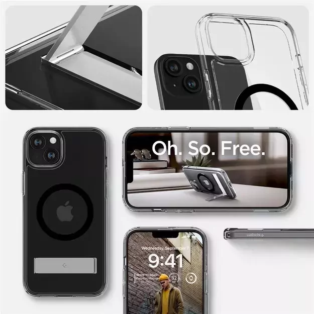Spigen Ultra Hybrid S MagSafe Case with Stand for iPhone 15 - Black 18