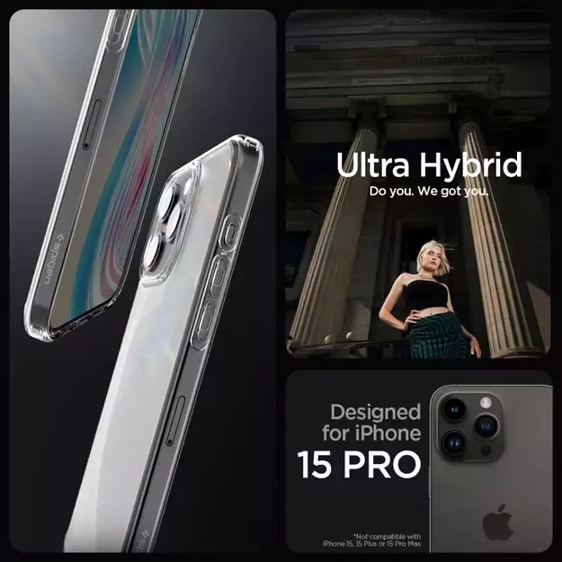 Spigen Ultra Hybrid iPhone 15 Pro Case - Clear Matte 19