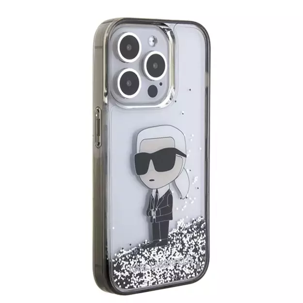 Karl Lagerfeld Liquid Glitter Ikonik case for iPhone 15 Pro - transparent 10