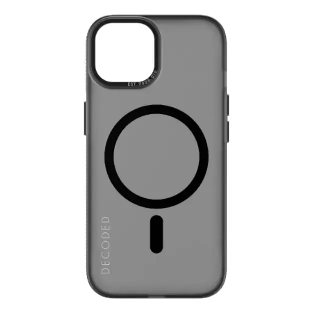 Decoded Transparent Grip Case with MagSafe for iPhone 15 Plus - gray and black