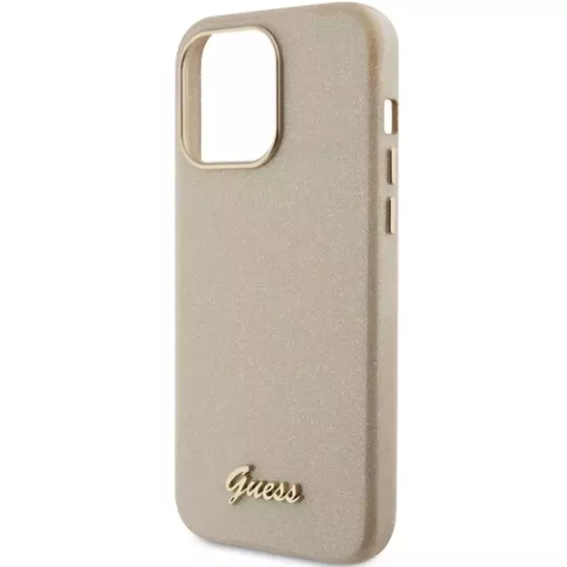 Guess Glitter Glossy Script case for iPhone 15 Pro - gold 5