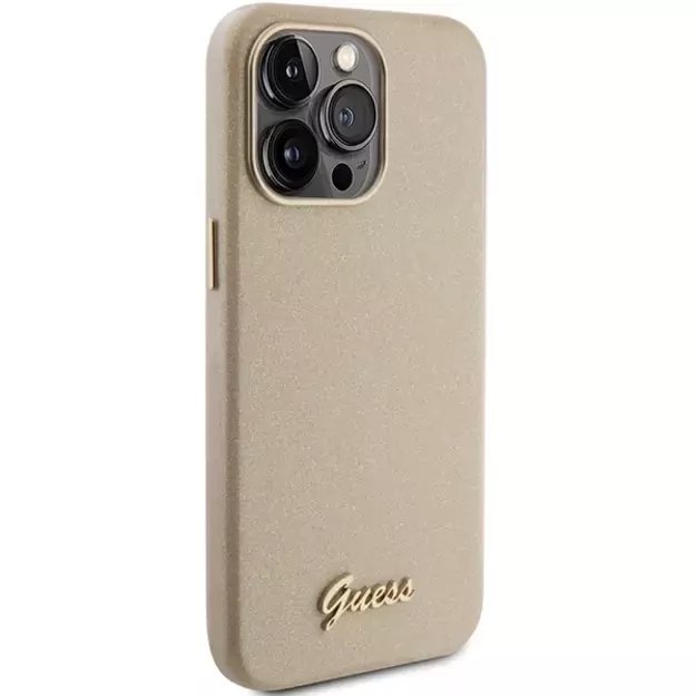 Guess Glitter Glossy Script case for iPhone 15 Pro - gold 3